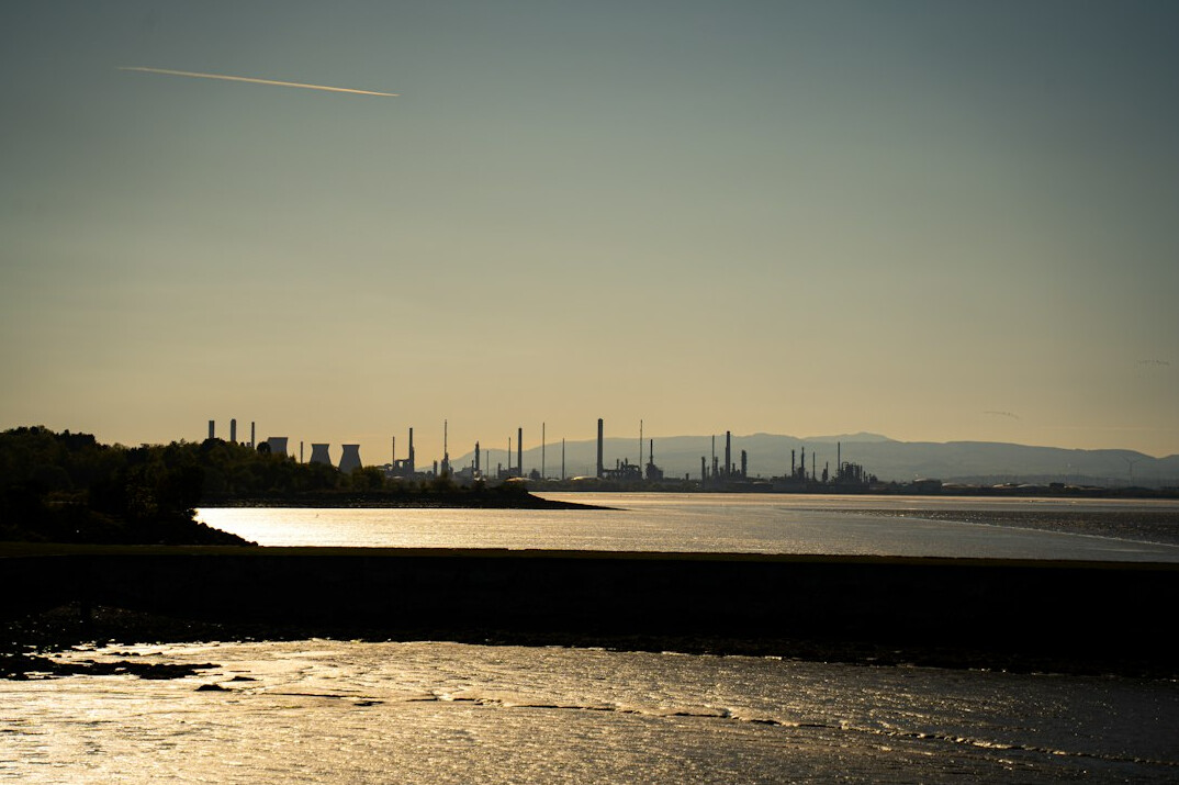 Industrial outfall discharging into a river estuary in Portugal